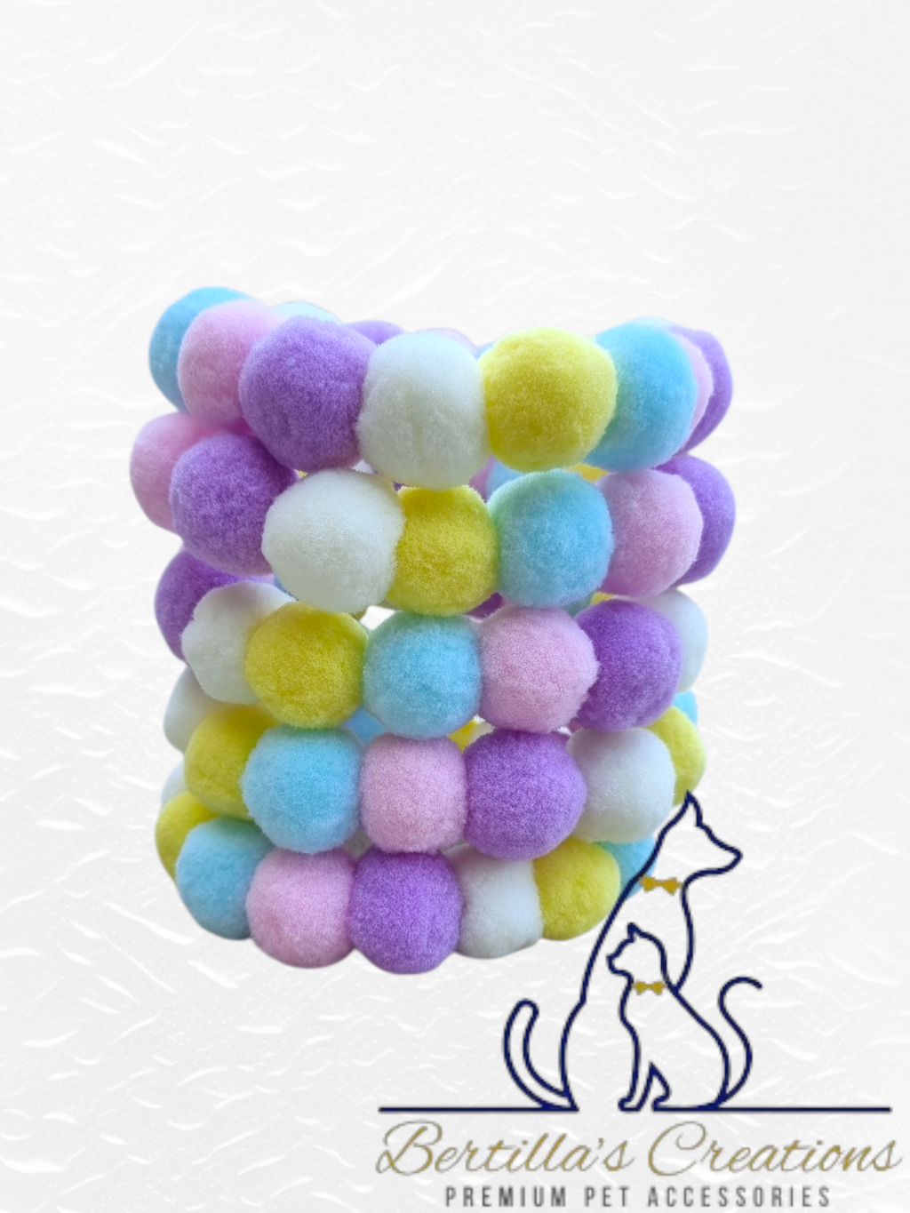 Pom Pom Beaded Collar Pastels - Bundle of 5