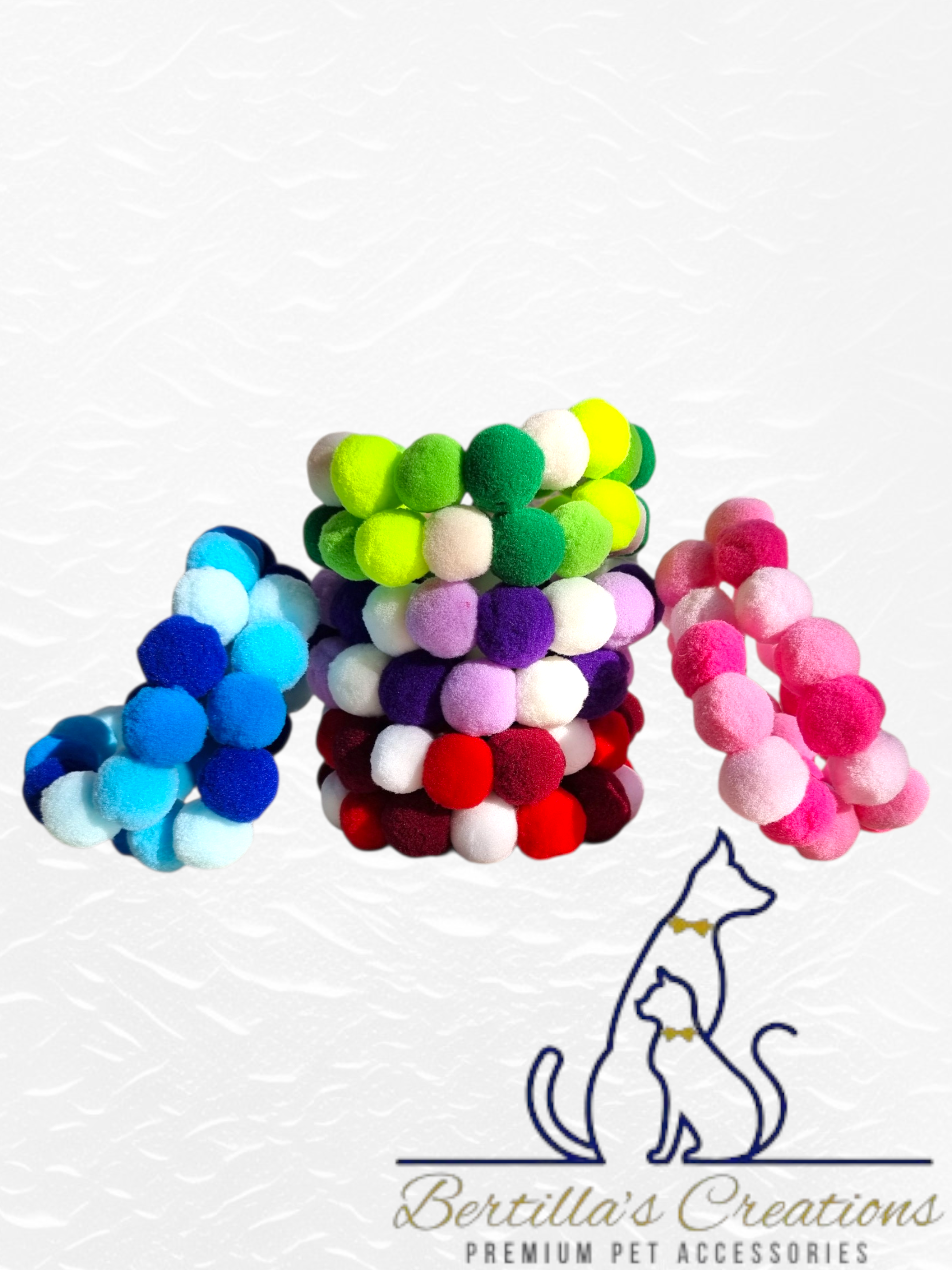 Pom Pom Beaded Collar Monochrome - Bundle of 10