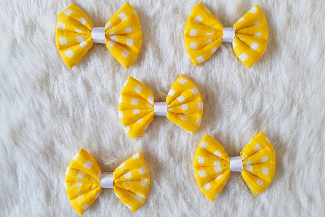 Yellow Gingham Bowties- Bundle of 5