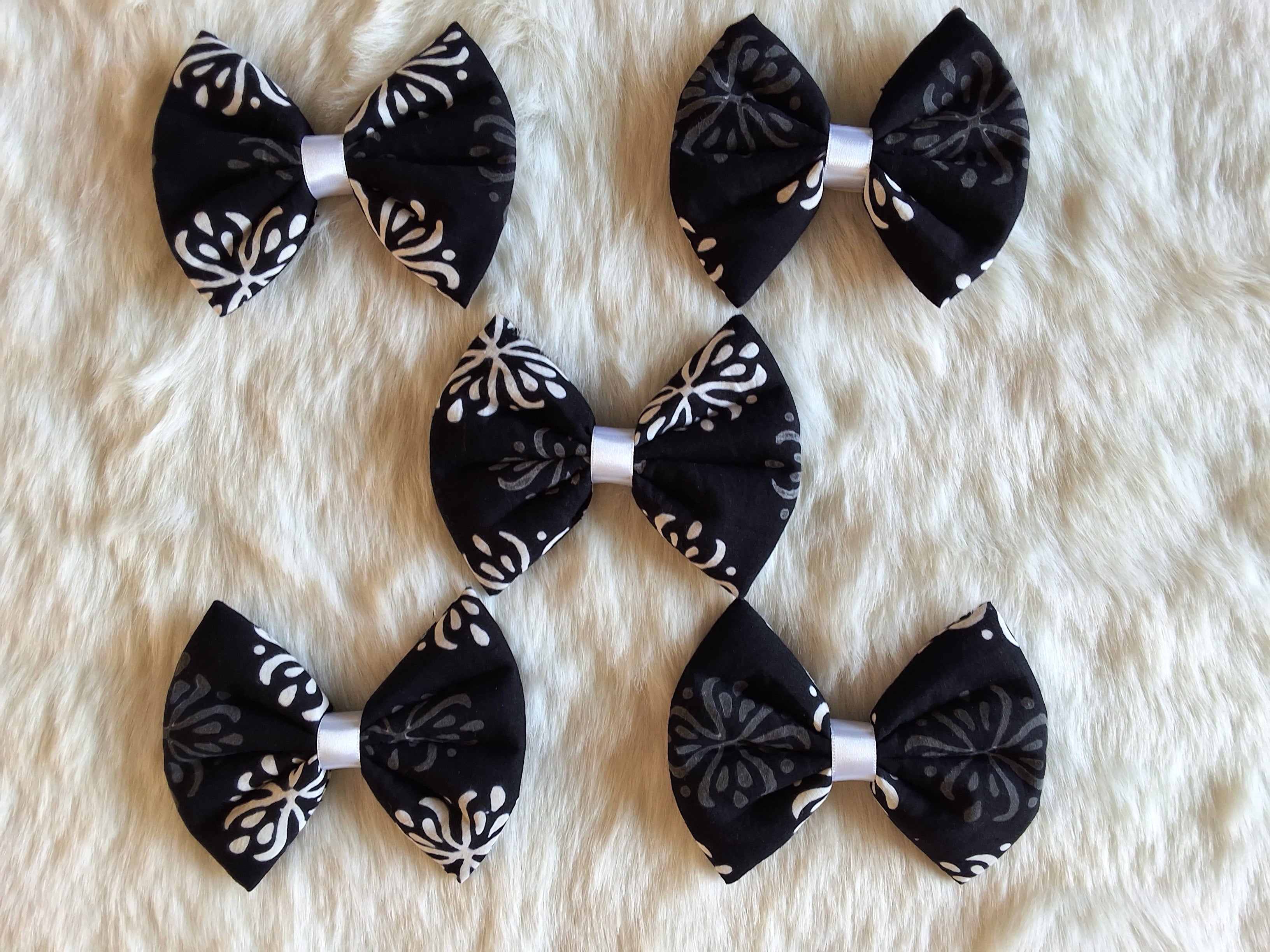 Black Block Print Bowtie- Bundle of 5
