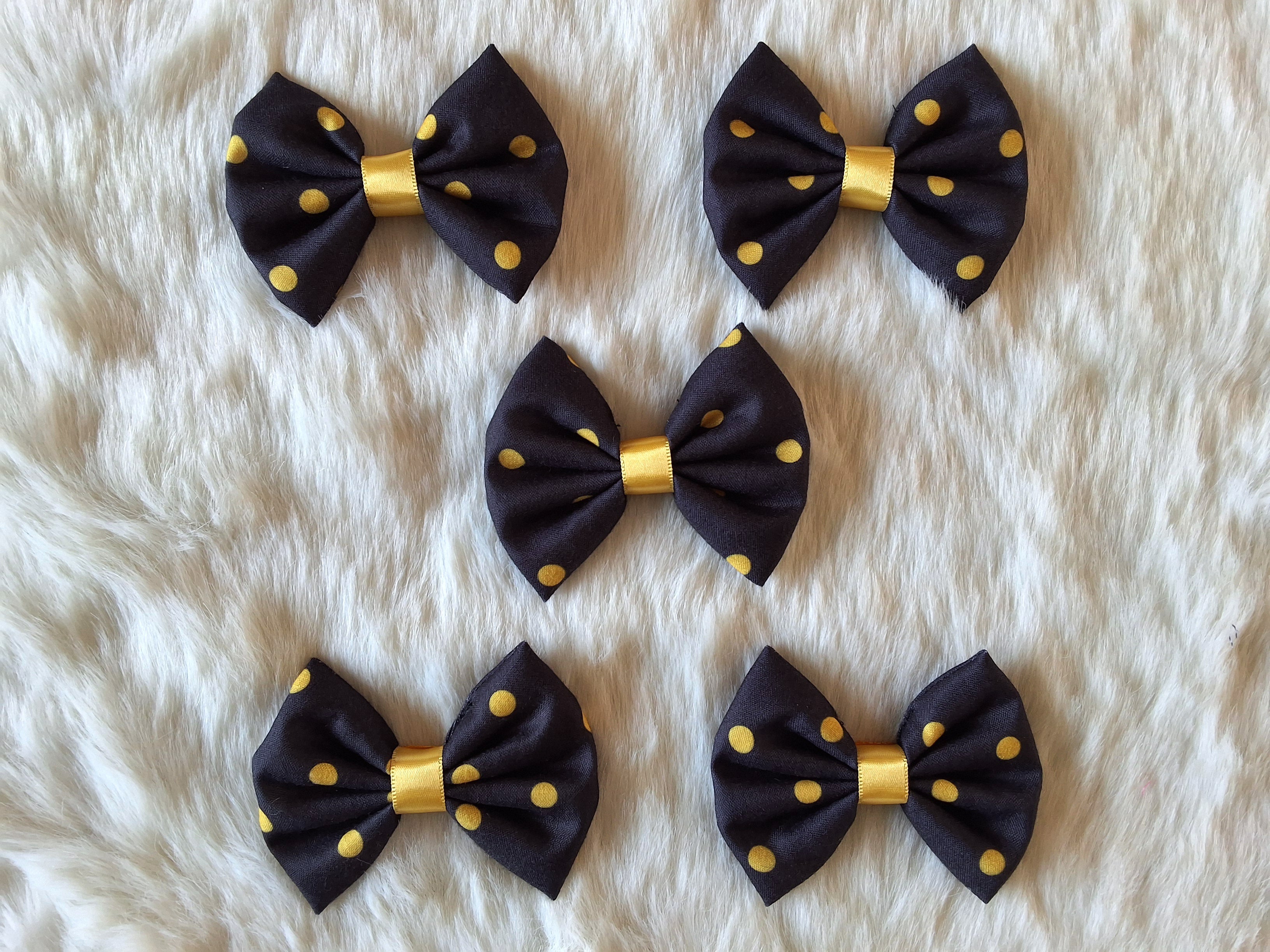 Black and Yellow Polka Dotted Bowties- Bundle of 5