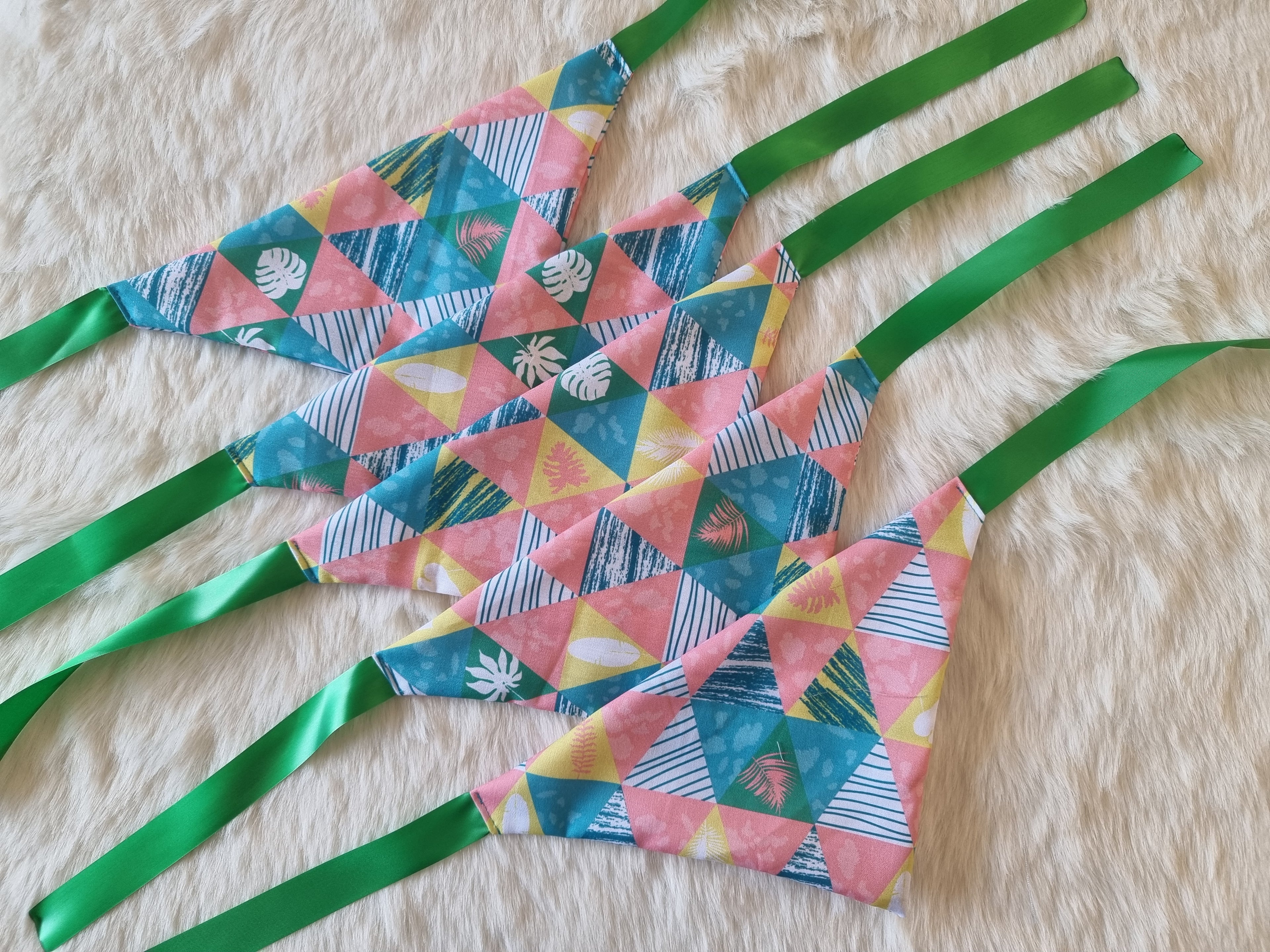Coral and Sage Green Geometric - Bundle of 5