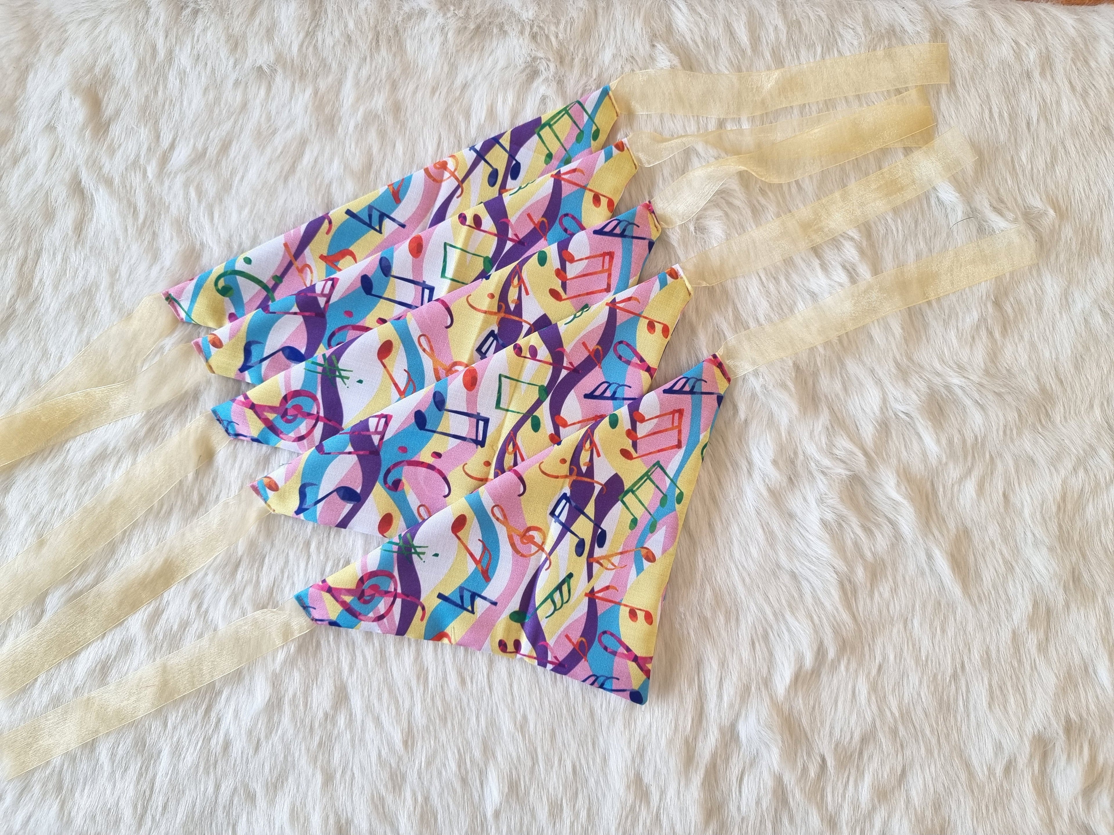 Musical Notes | Soft Cotton Tie-On Bandana for Dogs- Bundle of 5