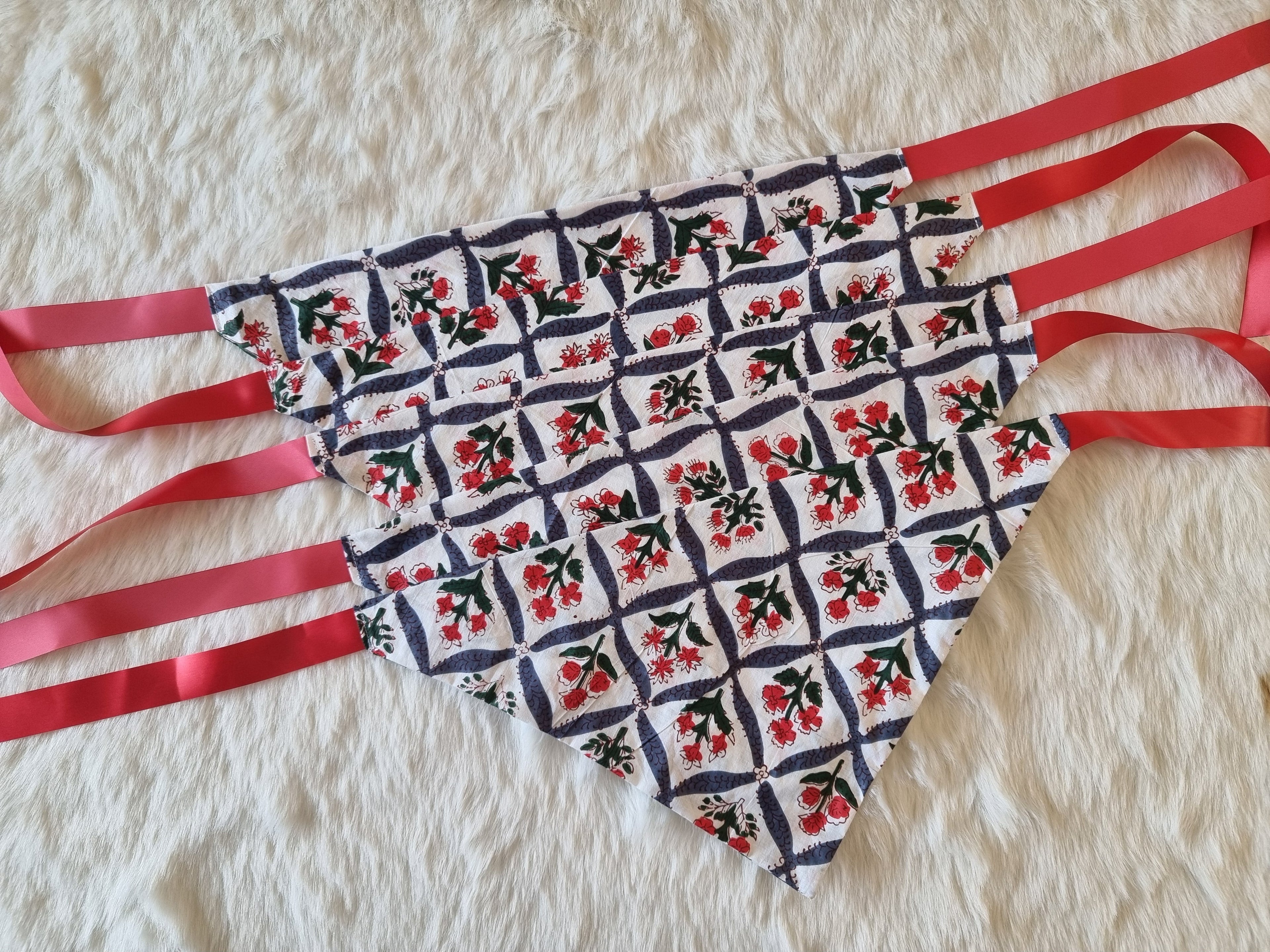 Scarlet Bloom | Soft Cotton Tie-On Bandana for Dogs- Bundle of 5