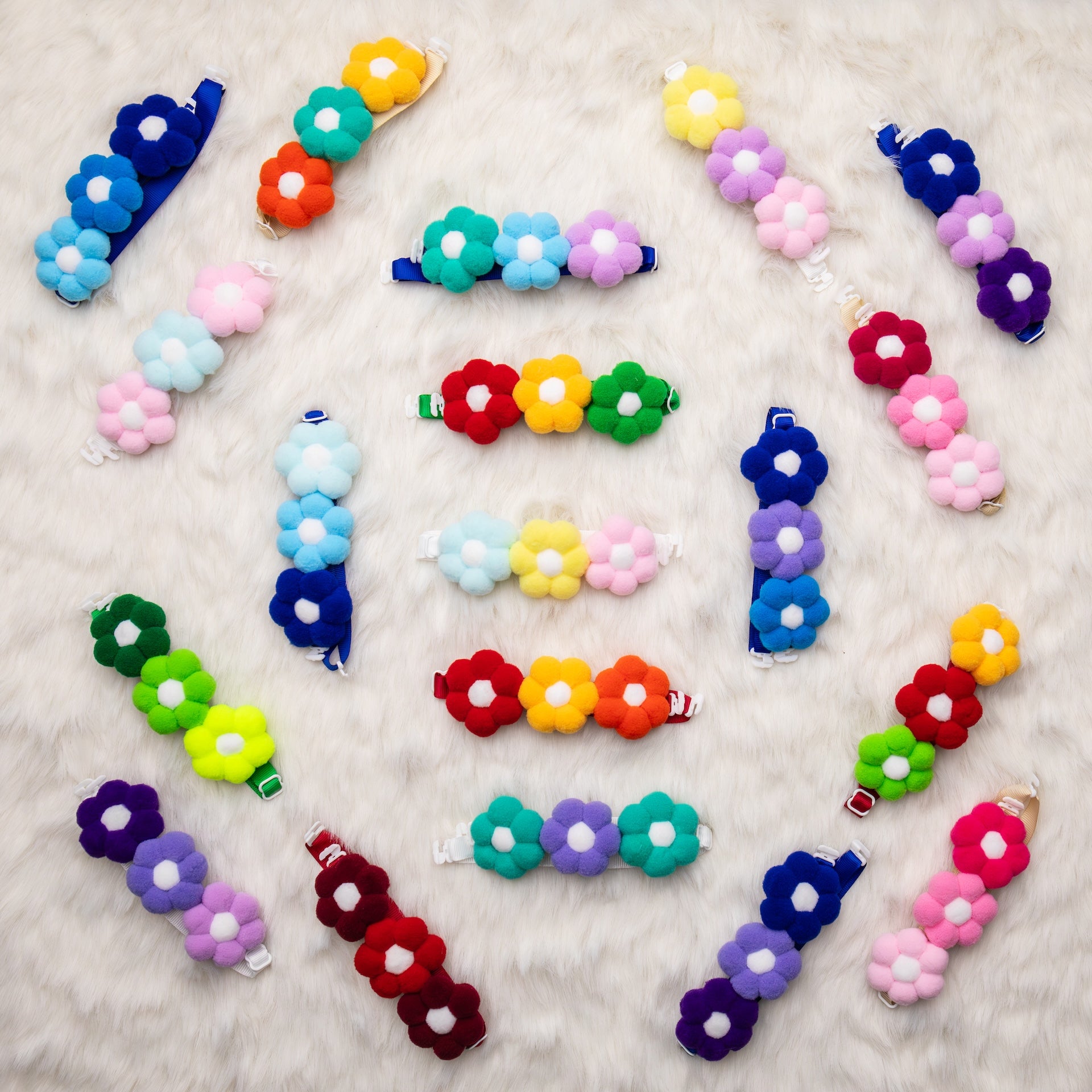 3 Floweret Pom Pom Collar - Bundle of 5