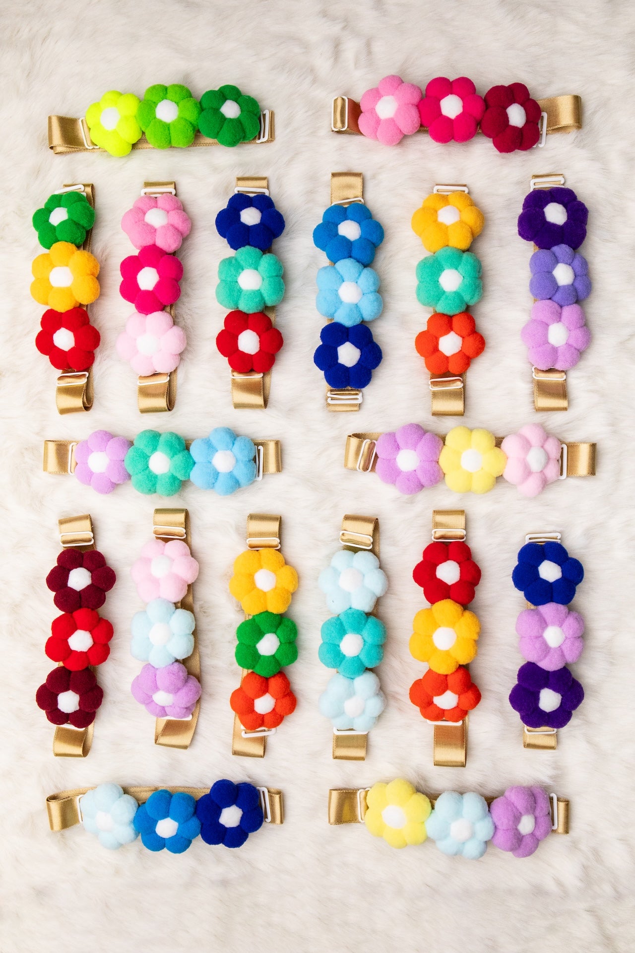 3 Floweret Pom Pom Collar - Bundle of 5