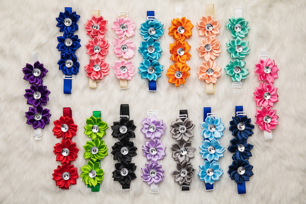 Rhinestone Trio Flower Collar - Bundle of 5