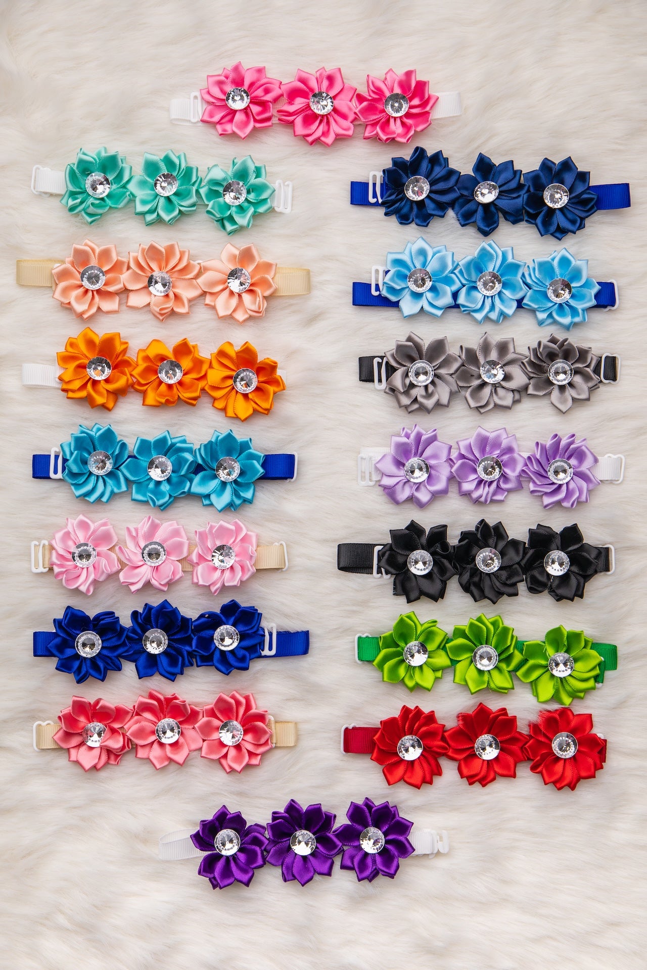 Rhinestone Trio Flower Collar - Bundle of 5