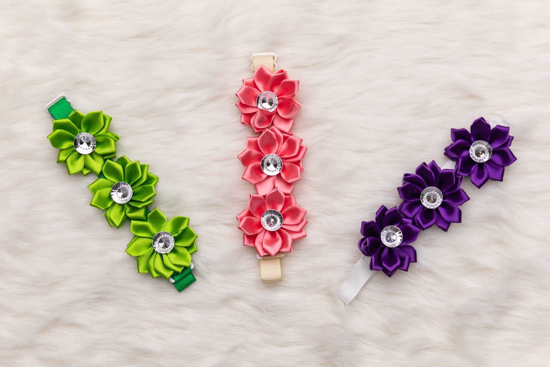 Rhinestone Trio Flower Collar - Bundle of 5