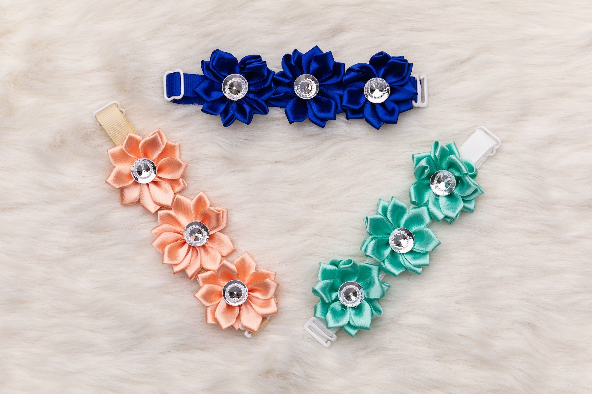 Rhinestone Trio Flower Collar - Bundle of 5