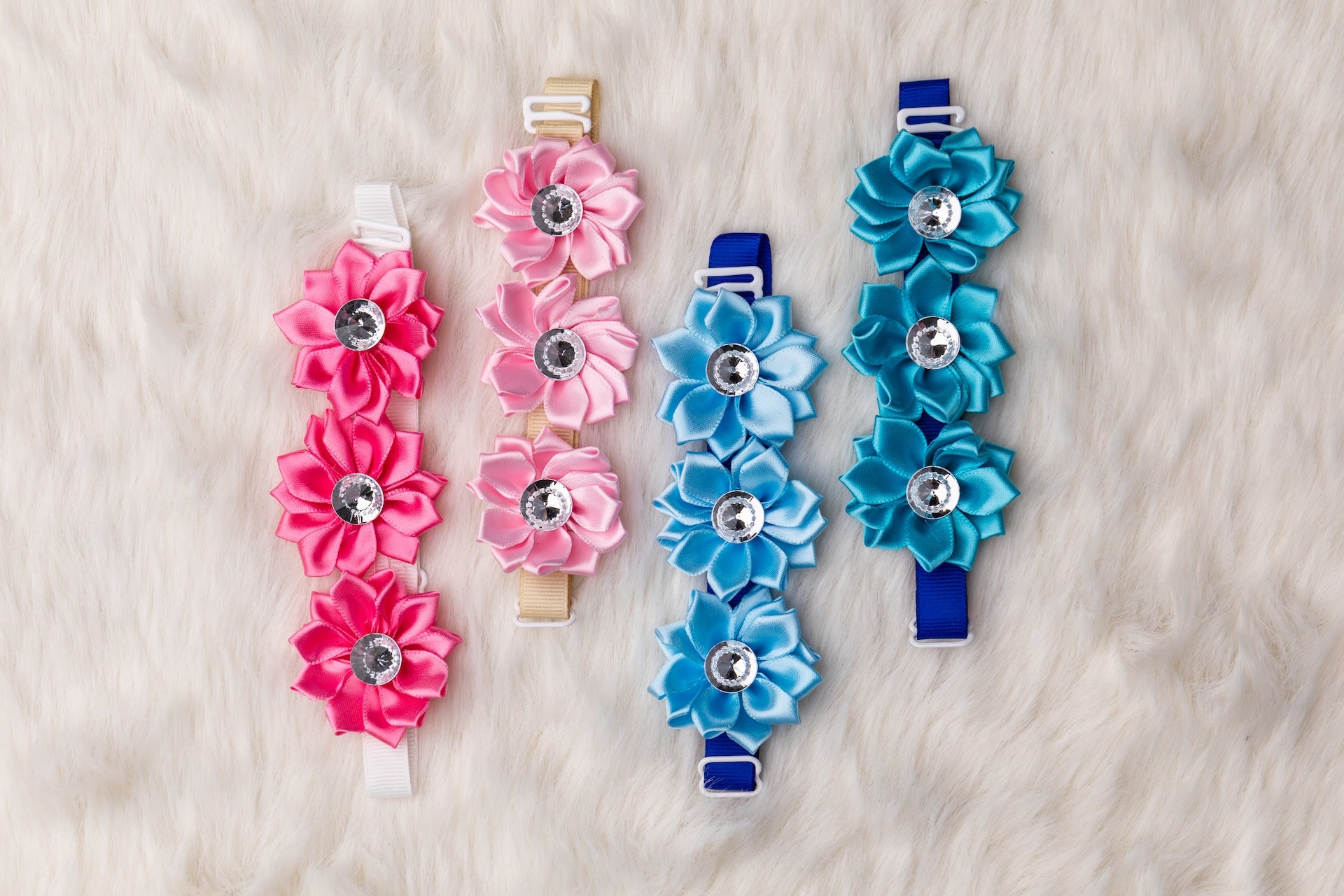 Rhinestone Trio Flower Collar - Bundle of 5