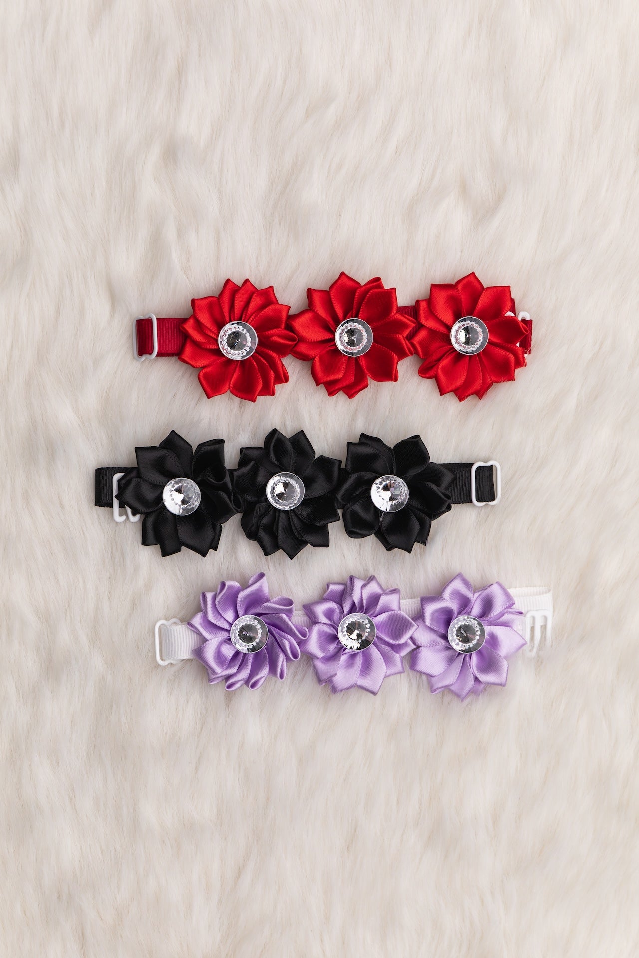 Rhinestone Trio Flower Collar - Bundle of 5