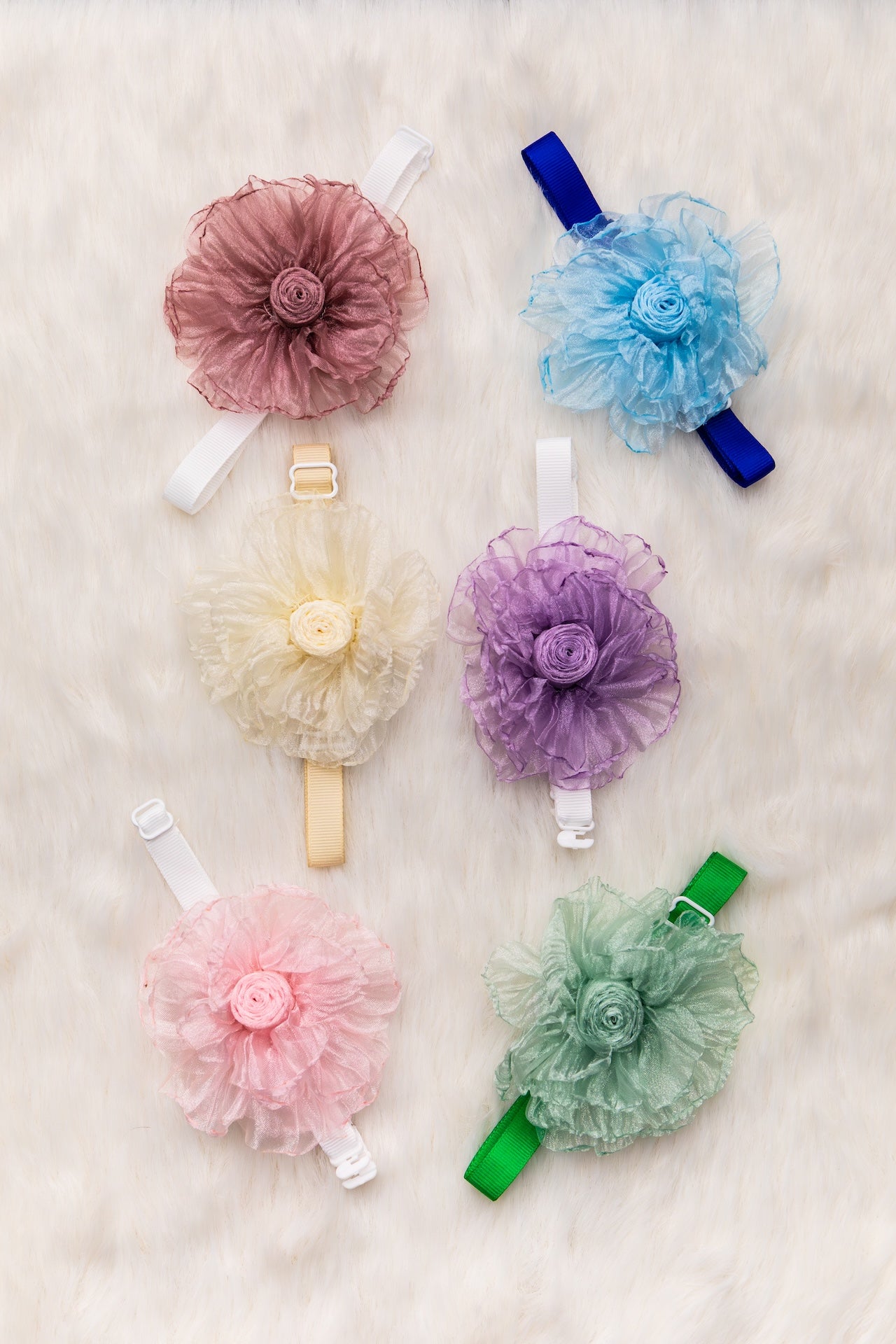 Rose Bloom Organza Flower Collar - Bundle of 5
