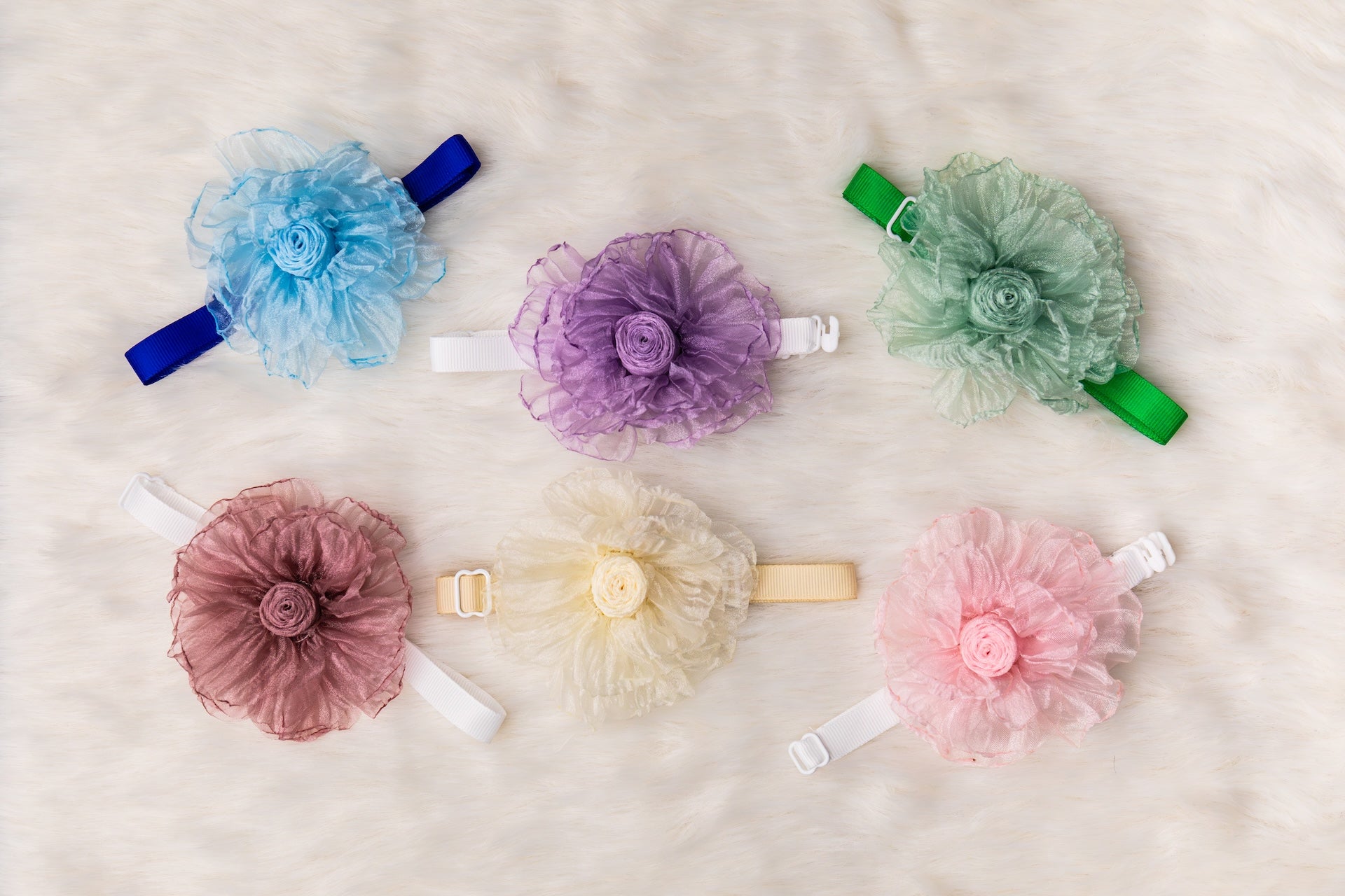 Rose Bloom Organza Flower Collar - Bundle of 5