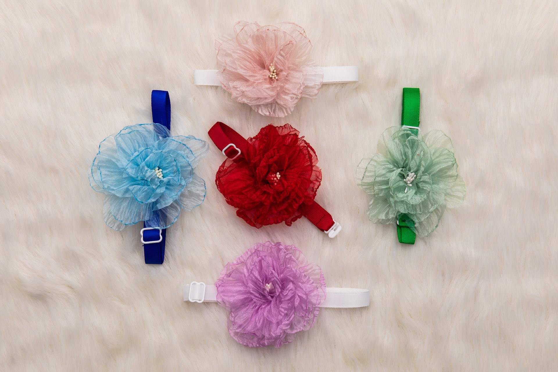 Organza Ruffle Flower Collar - Bundle of 5