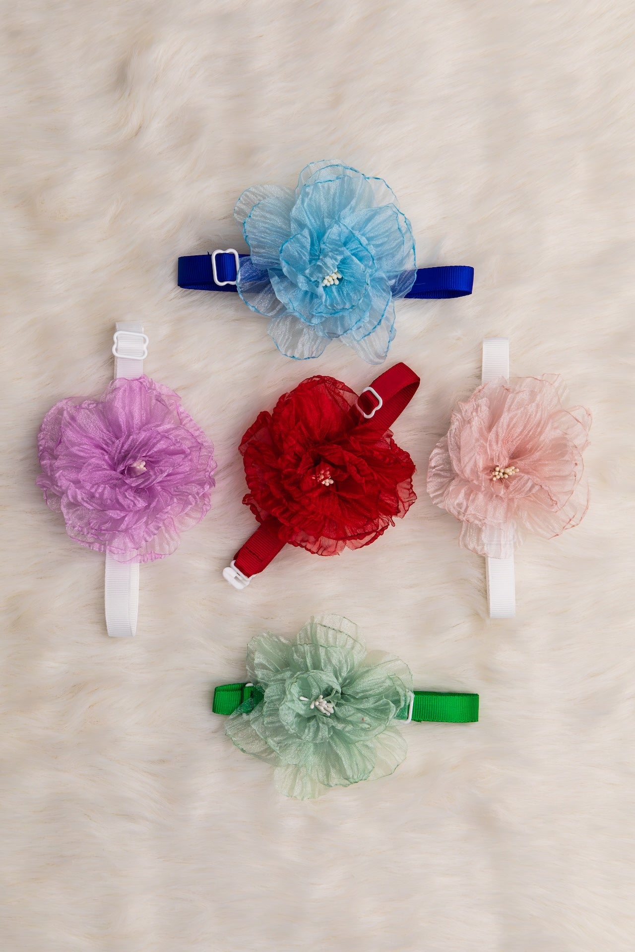 Organza Ruffle Flower Collar - Bundle of 5