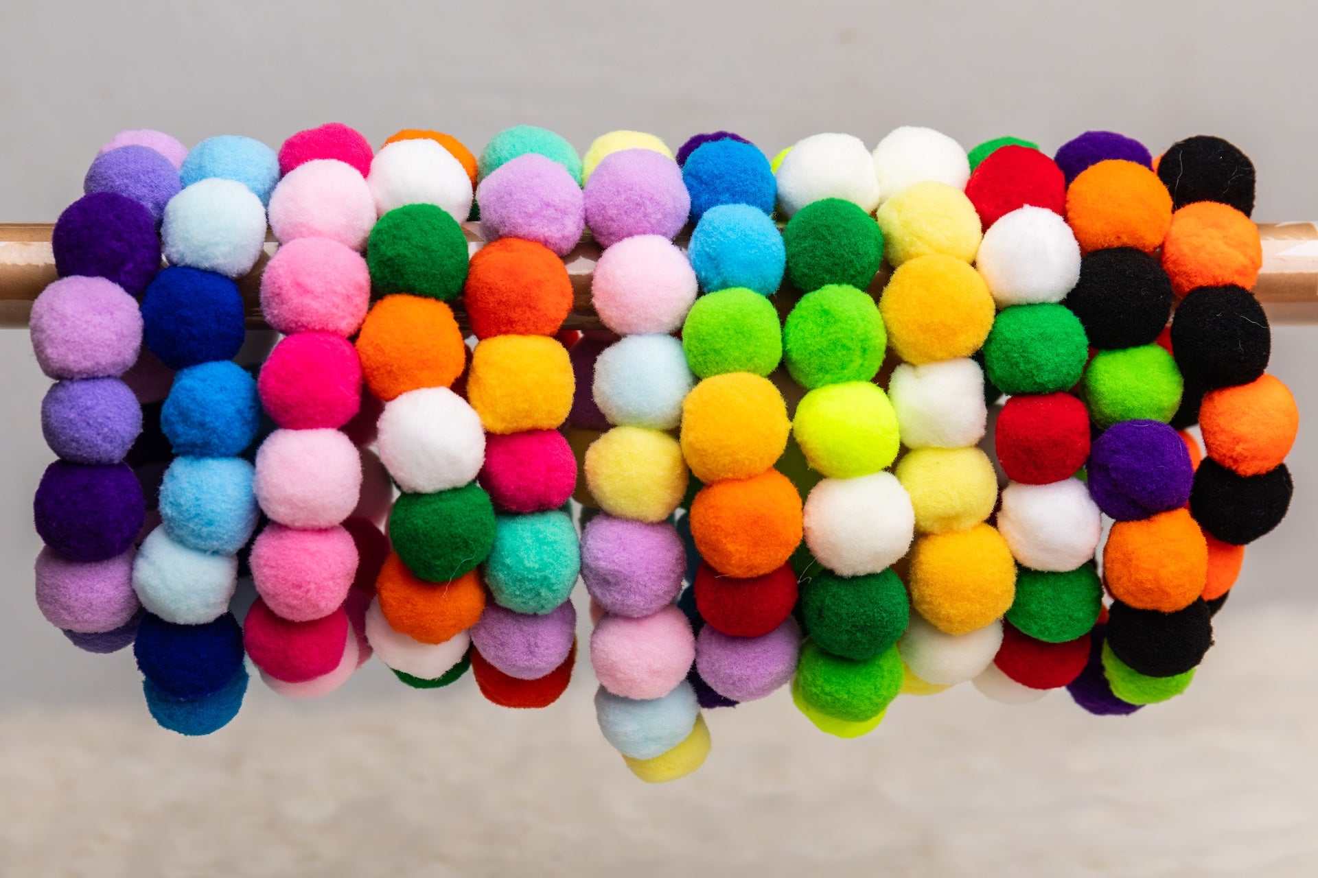 Pom Pom Beaded Collar - Mixed Colors - Bundle of 5