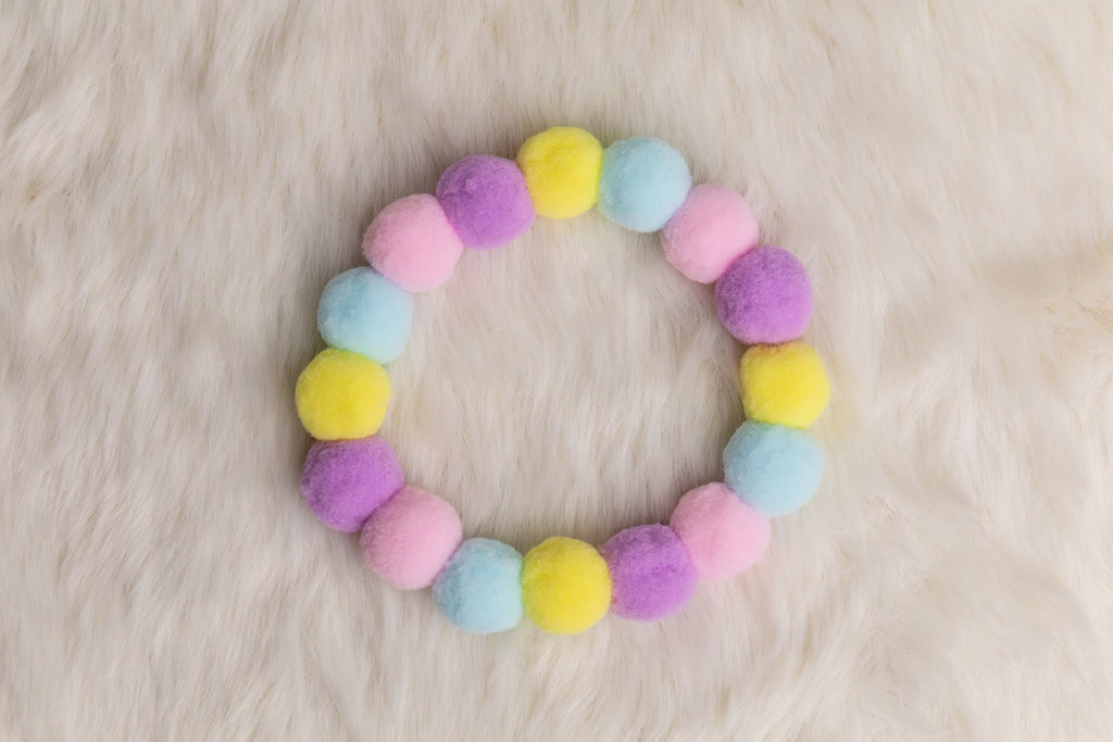 Pom Pom Beaded Collar Pastels - Bundle of 5