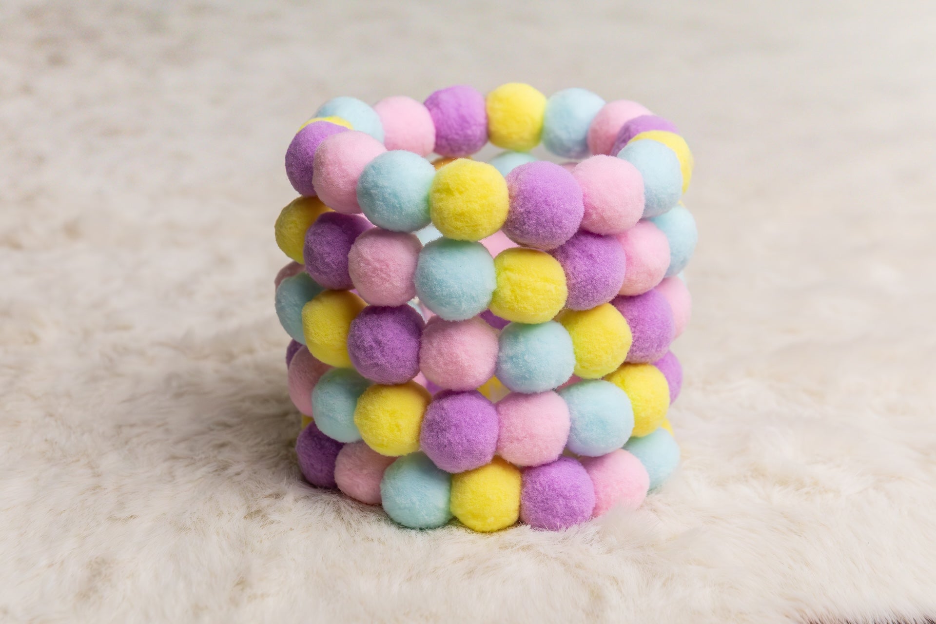 Pom Pom Beaded Collar Pastels - Bundle of 5