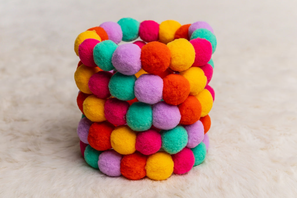 Pom Pom Beaded Collar Multicolor 1 - Bundle of 5