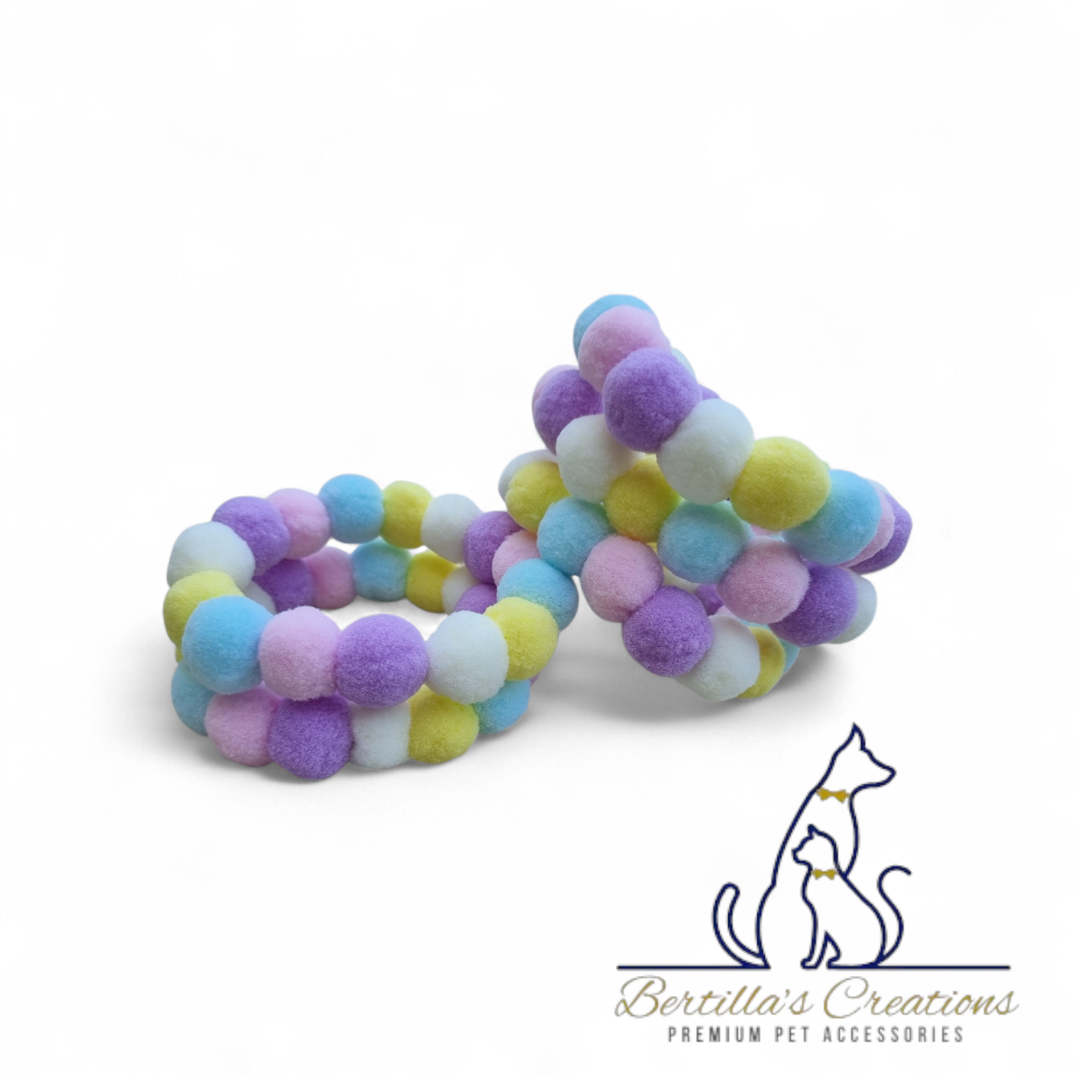 Pom Pom Beaded Collar Pastels - Bundle of 10
